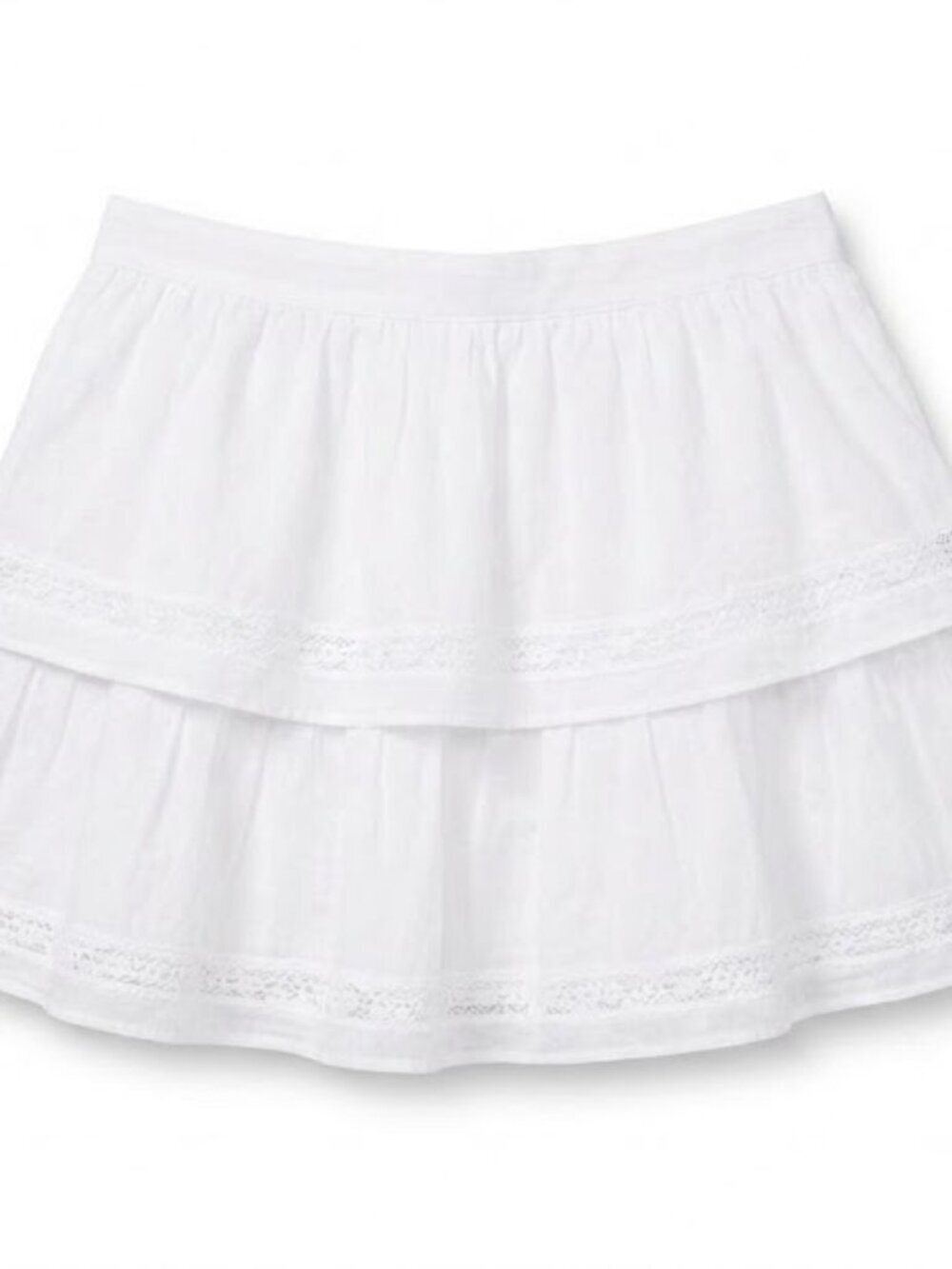 Wild Fable White Ruffle Mini Skirt XXL – Eyelet Lace Tiered Cotton